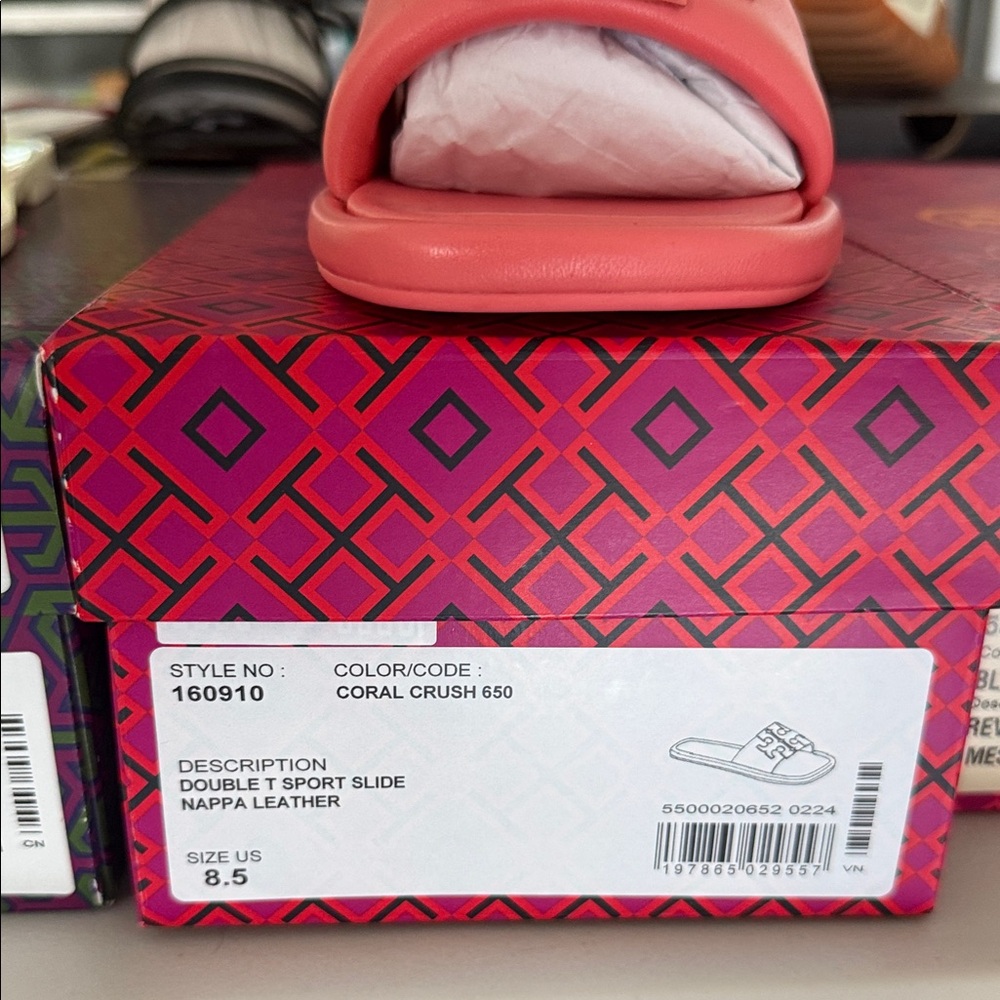 Tory Burch Pink Double T Slide Sandals